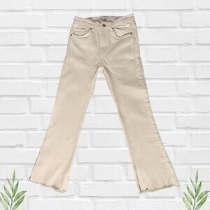 Stylish Zara White‎ Bootcut Women's Jeans Size 4 Raw Hem